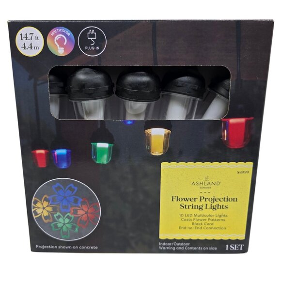 Flower Projection String Lights 10 LED Multicolor Lights Casts Flowers NEW - Picture 1 of 7